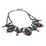 Multicolored Crystal Wreath Bib Necklace